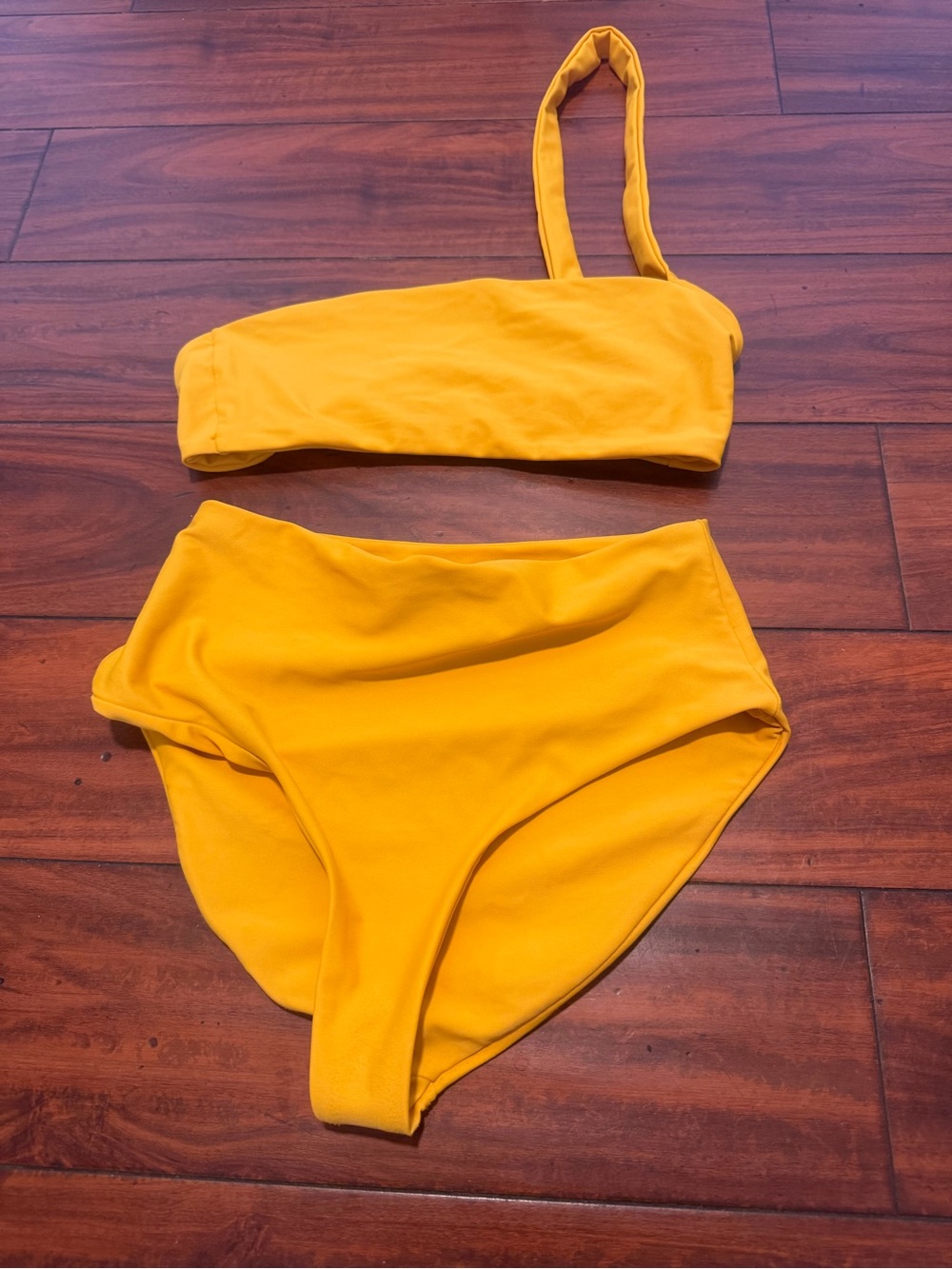 Jade Mustard One-Shoulder High-Waist Bikini set - Picture 2 of 7